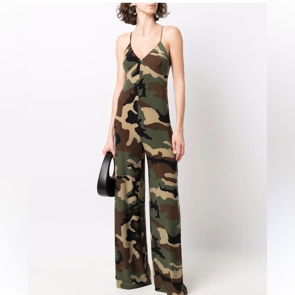 ninexis Pants - Camo Women's Camouflage Wide-Leg Romper With Pockets. Sm